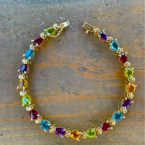 Rainbow 🌈 Gemstone 14k Gold Bracelet